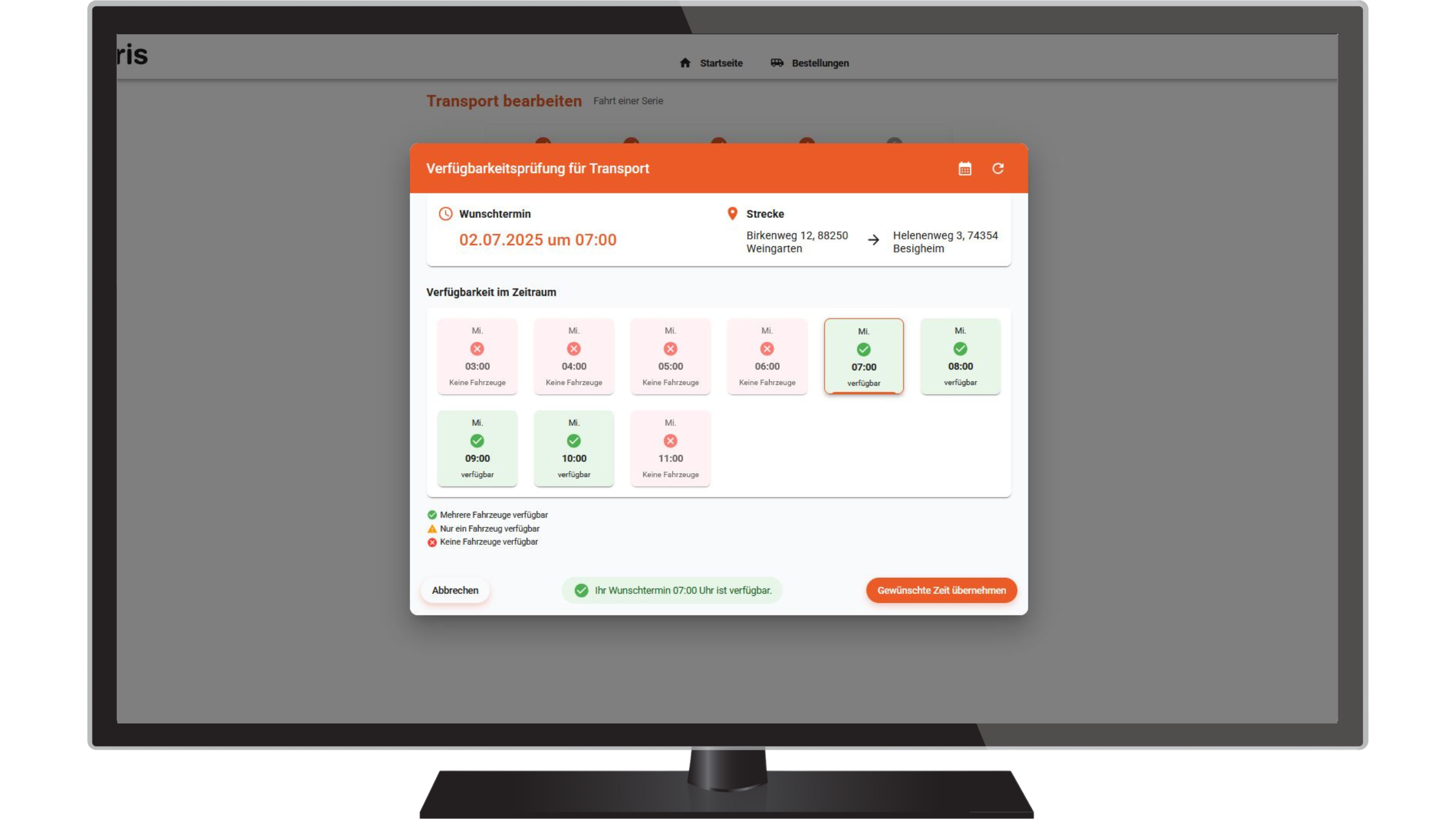 KTW-Anmeldung – Online-Bestellportal für Krankenhäuser